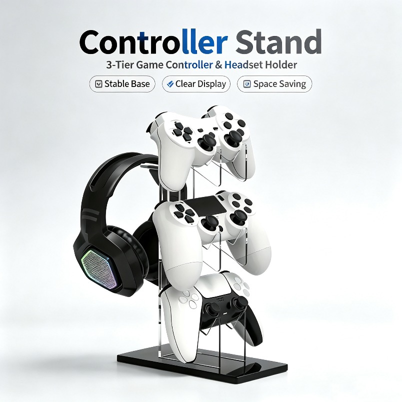 Gaming Console Organizer - حامل تحكم ثلاثي الطبقات مع حامل