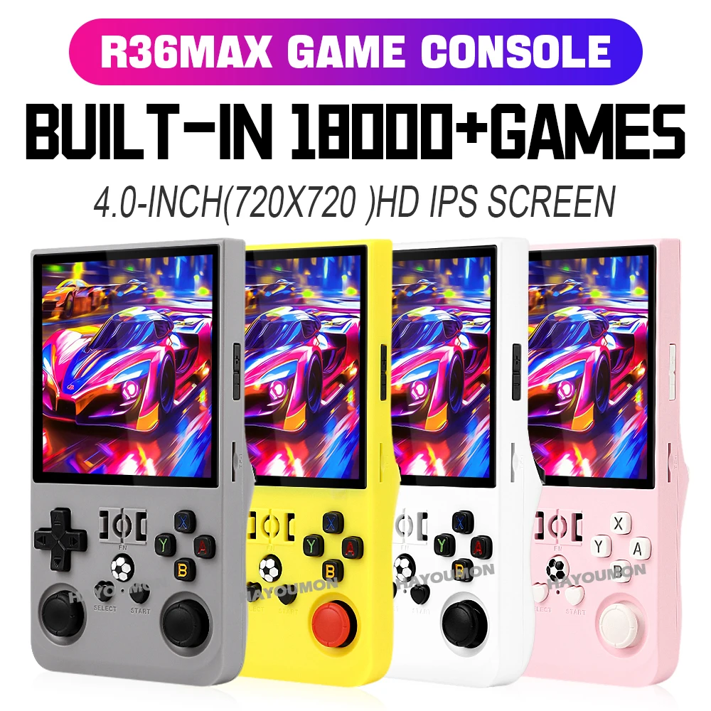 Gaming Console R36 Max - مشغل ألعاب محمول باللون الرمادي R36