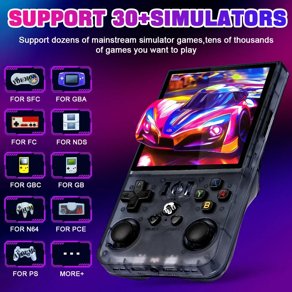 مشغل ألعاب محمول باللون الرماد - مراجعة Gaming Console R36 Max وسعره
